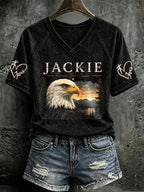 🔥🔥2nd 50% Off 🔥🔥Jackie Forever Our Queen V-Neck Retro Print T-Shirt