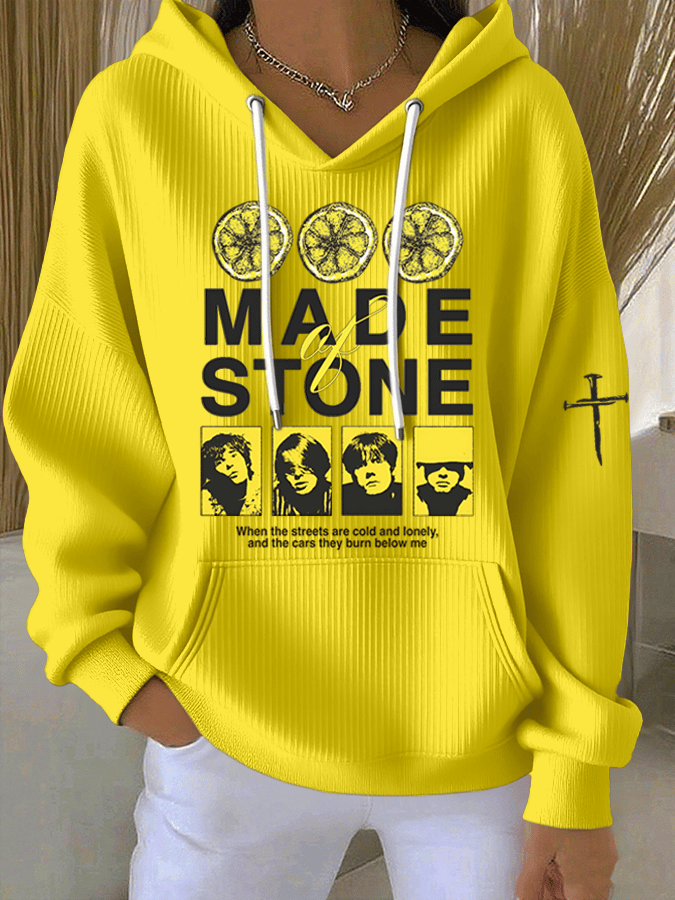 Women's Music Print Casual Hoodie