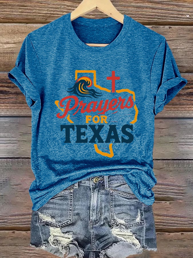 Women's Prayers For Texas  Printed T-Shirts