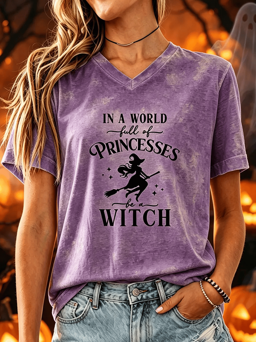 Women's Halloween Witch Print T-shirt