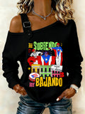 Women's Retro Puerto Rico Singer Printed Sweatshirt