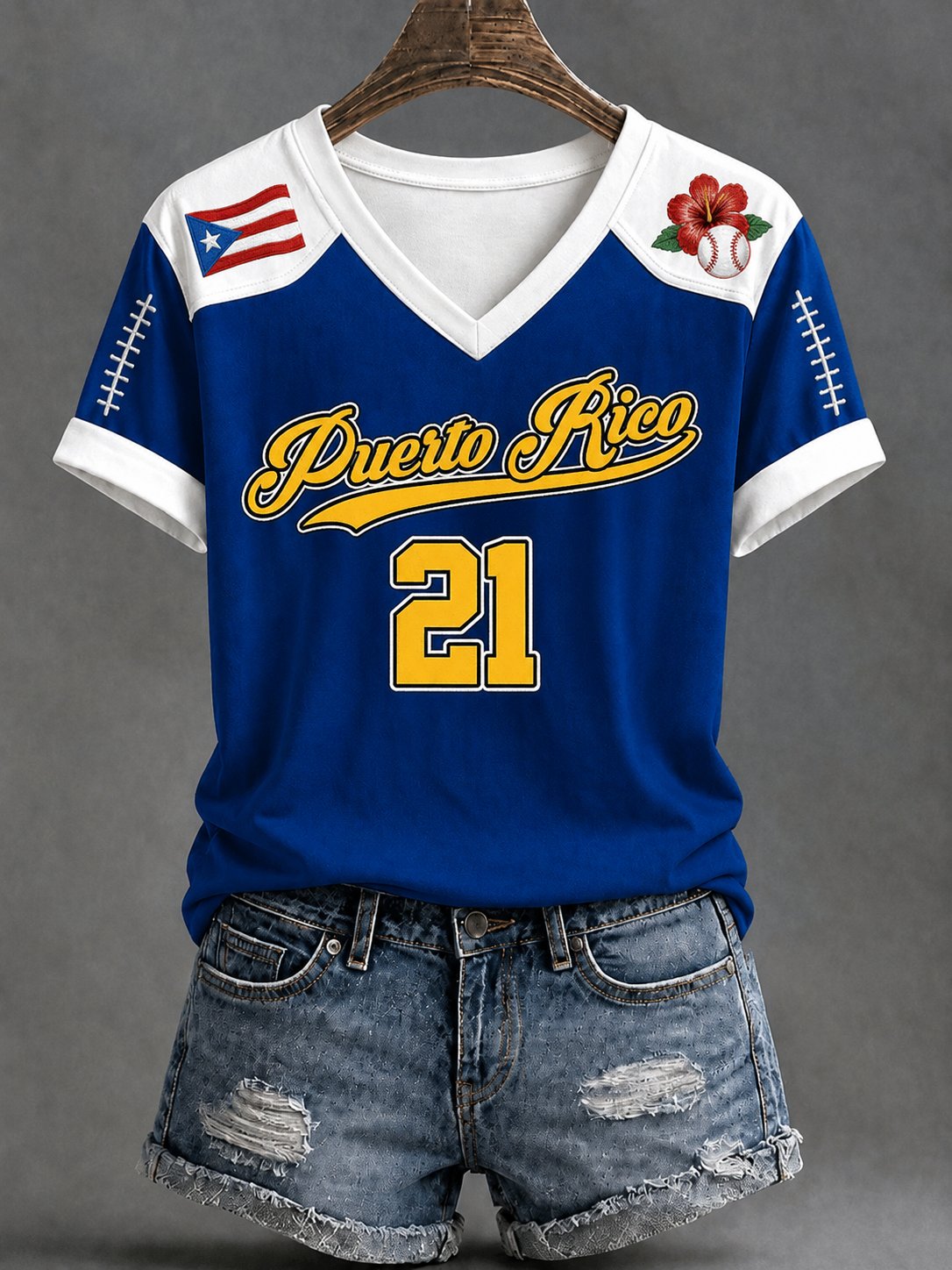 Women'S Baseball Legend Printed V-Neck T-Shirt