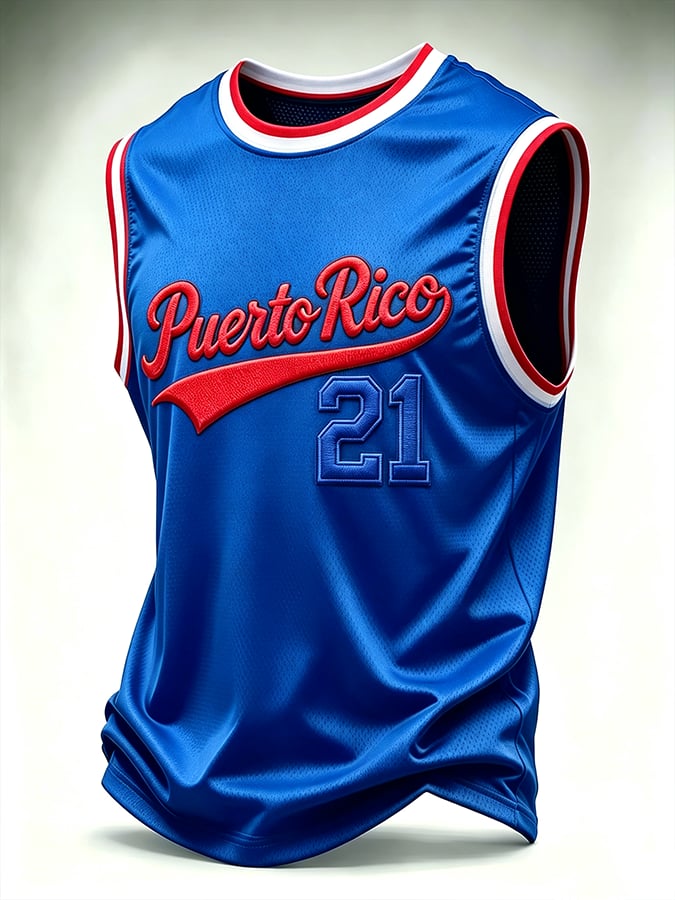 Men's Puerto Rico Baseball Print Tank Top