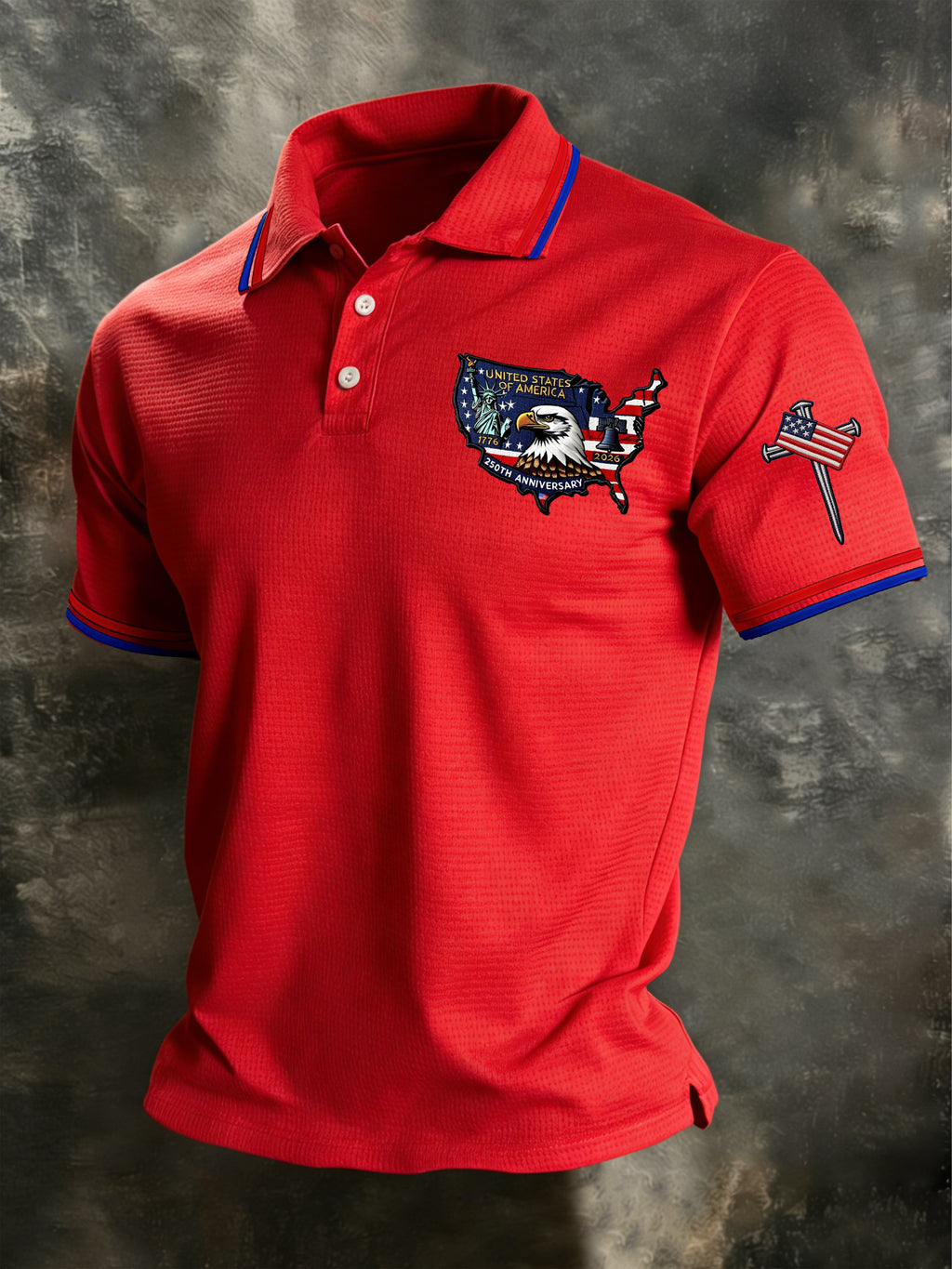 Men's Patriotic Print Polo Shirt
