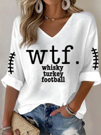 Women's Retro Whisky Turkey Football Print T-Shirt