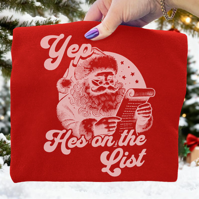 Yep He's On The List Santas Portland Frog Christmas Art Print Sweatshirt