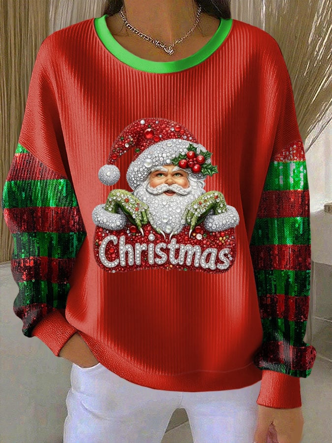 Women's Casual Print Long Sleeve Knit Top