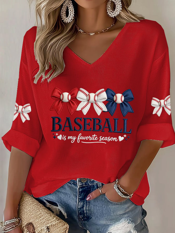 Women's Retro Baseball Is My Favorite Season  Print T-Shirt