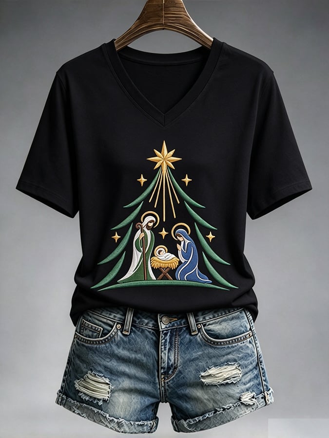 Women's Christmas Nativity Print Casual Sweatshirt