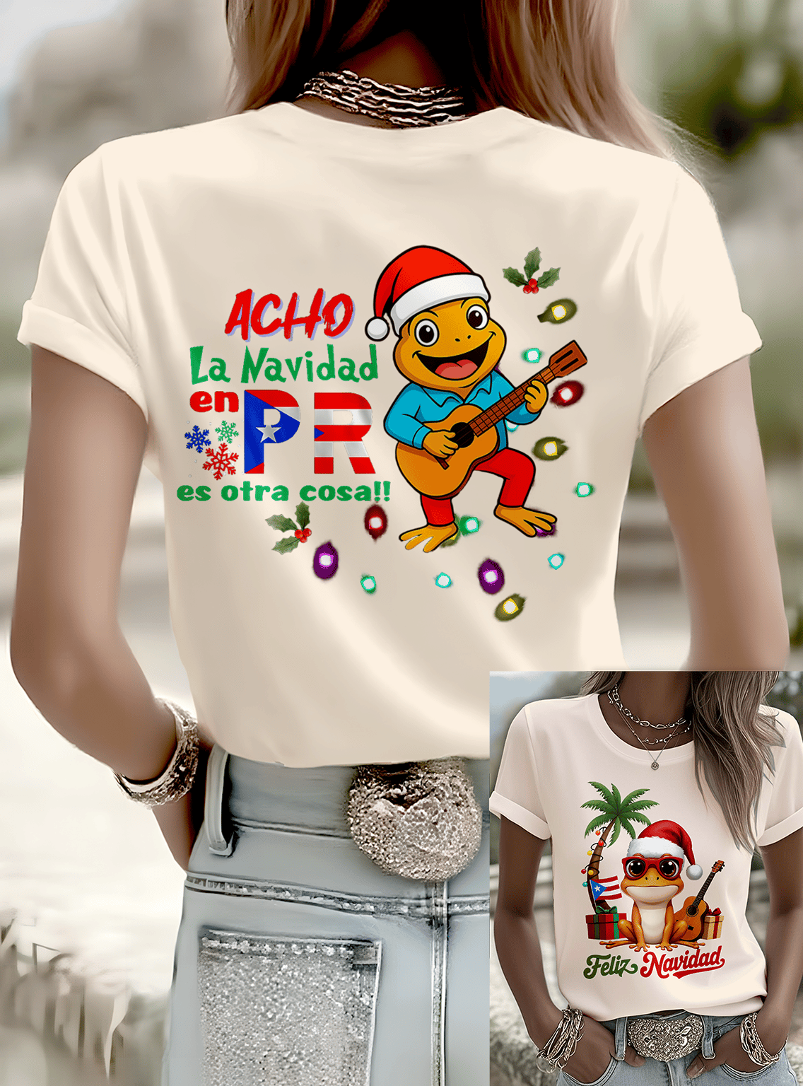 Puerto Rico Coquito LA navidad Printed T-shirts