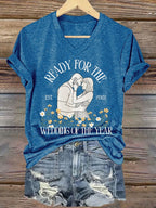 Women's Ready For The Wedding Of The Year Print V Neck T-shirt