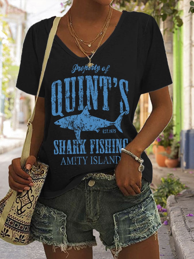 Women's Great White Shark Print Comfort Short Sleeve T-Shirt