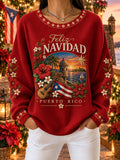 Women's Puerto Rico Christmas Printed Casual Sweatshirt