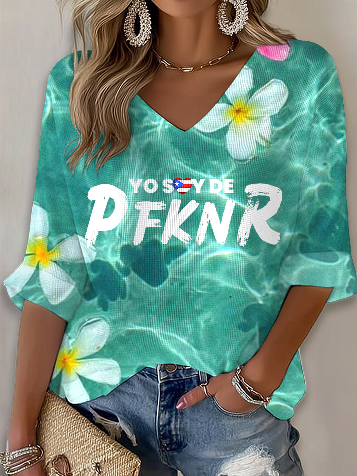 Puerto Rican Singer Printed Long Sleeve Top