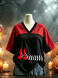Women's Retro Halloween Witch Print Comfortable T-Shirt