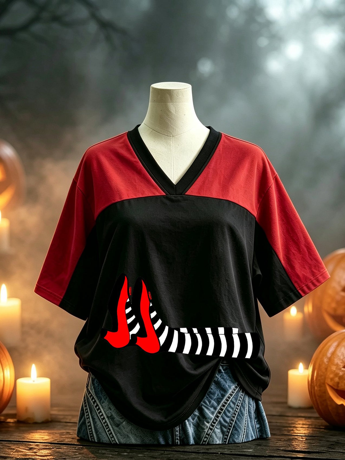 Women's Retro Halloween Witch Print Comfortable T-Shirt
