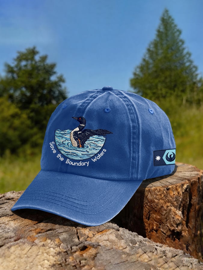 Retro Save The Boundary Waters Mn State Loon Print Baseball Cap