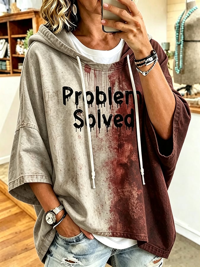 Women's Halloween Problem Solved Print Hooded Sweatshirt