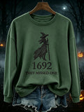 Women's 1692 They Missed One Witch Print Vintage Cozy Sweatshirt