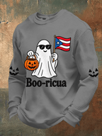 Men's Boricua Halloween Waffle-Knit Long-Sleeve Top