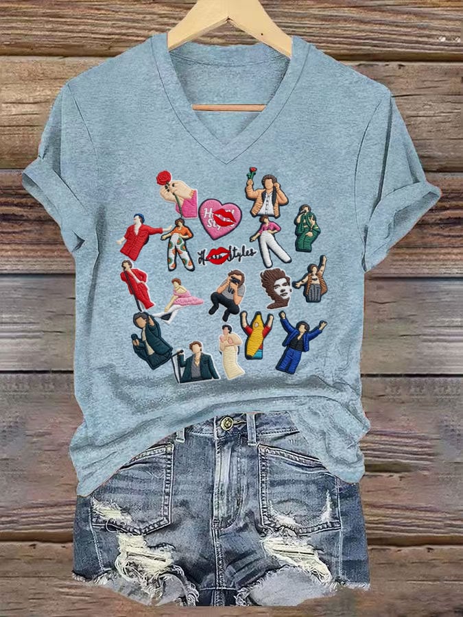 Women's Singer-Print Casual Short-Sleeved T-Shirt