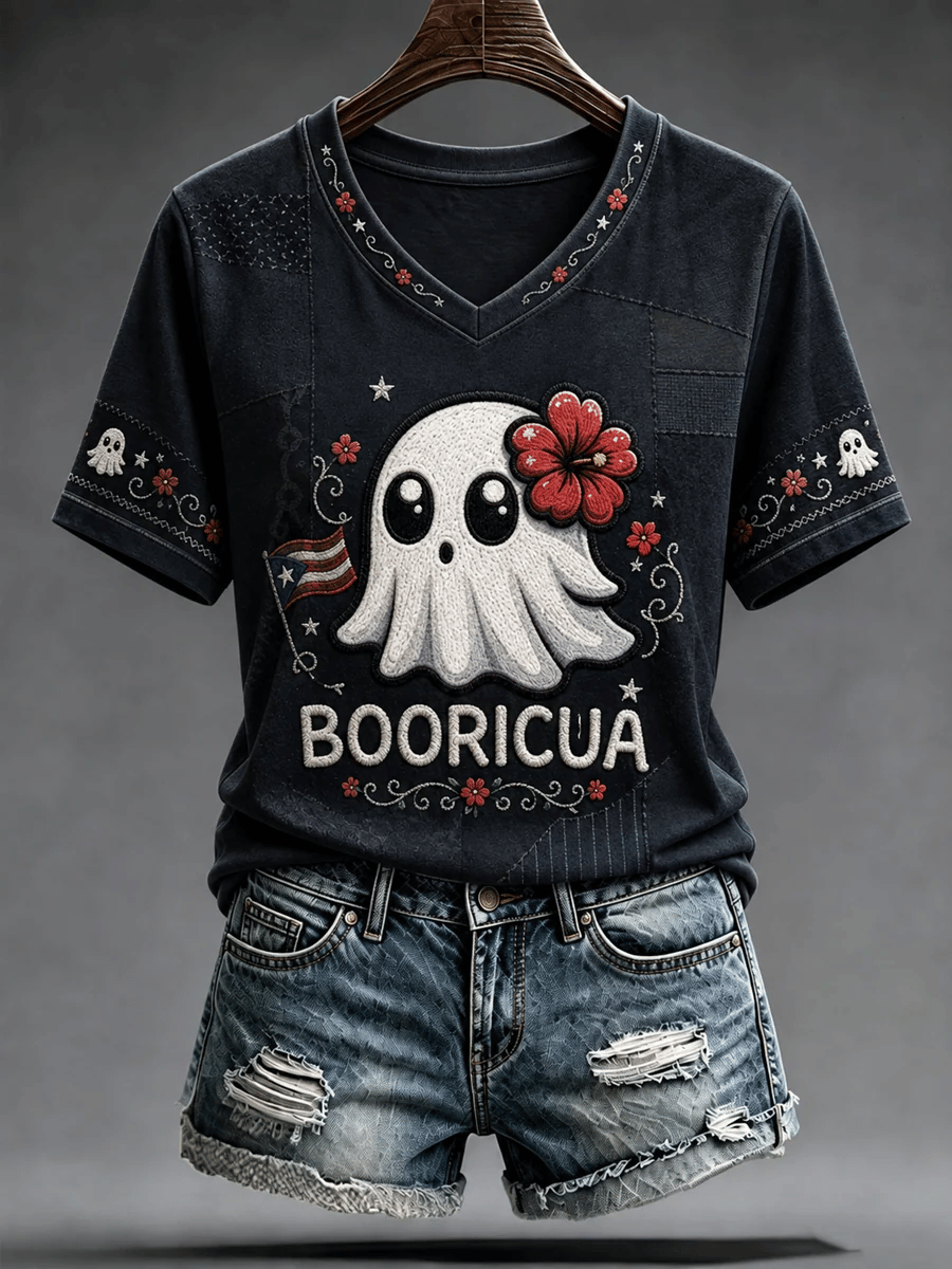 Women's Puerto Rico Halloween Print T-Shirt