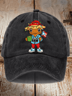 Unisex Washed Cotton Puerto Rican Christmas Print Hat