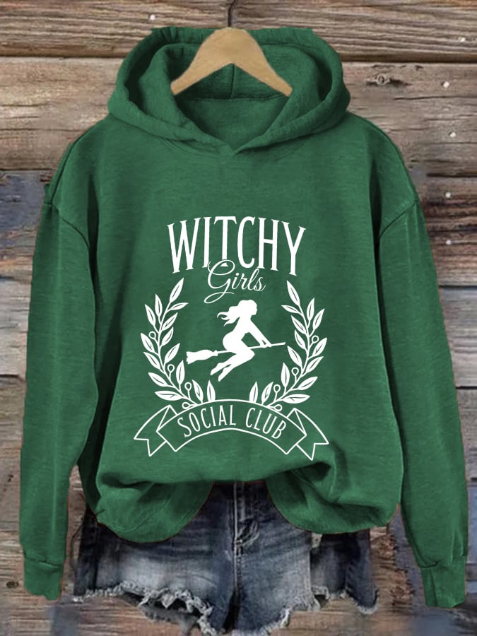 Women's Halloween Witchy Vibes Spooky Printed Hoodie
