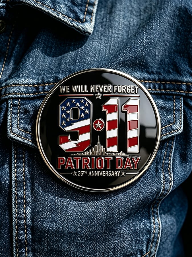 Unisex 9/11 25th Anniversary We Will Never Forget Brooch