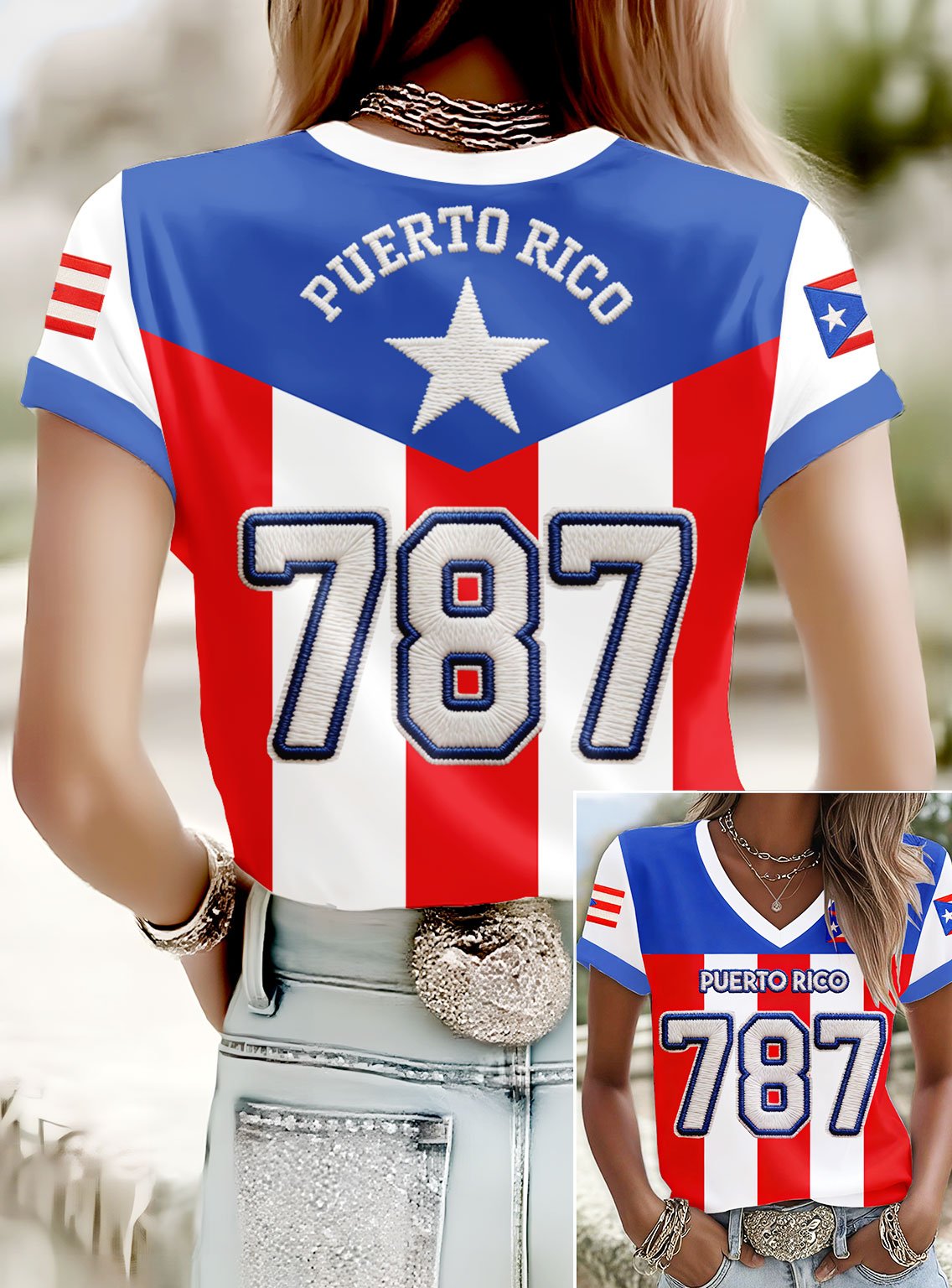 Women's Puerto Rico Baseball Printed T-shirts