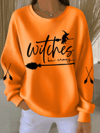 Women's Witch Be Crazy Print Knit Crew Neck Long Sleeve Top