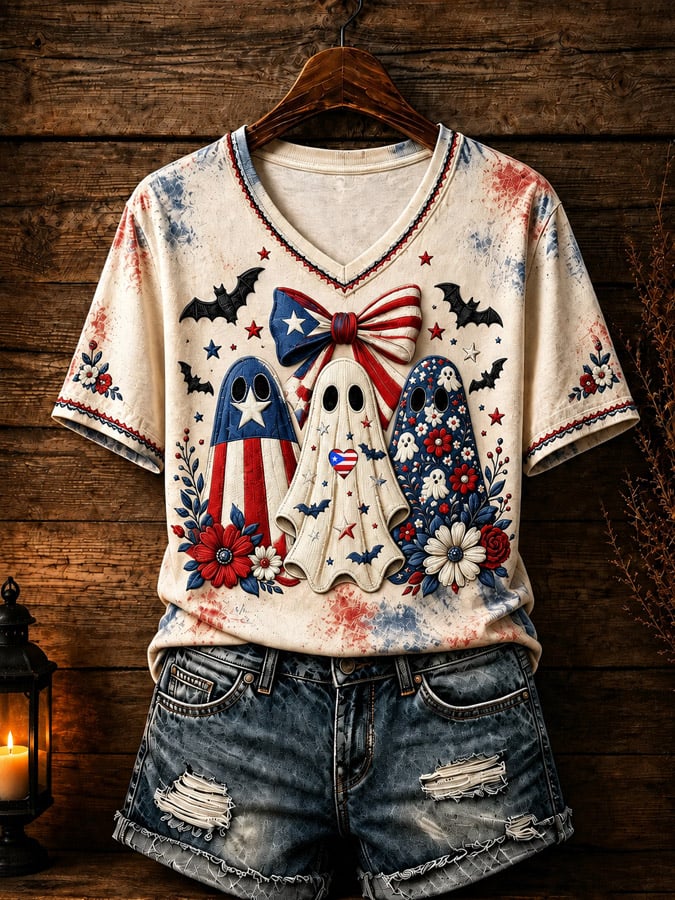 Women's Puerto Rico Halloween Print T-Shirt
