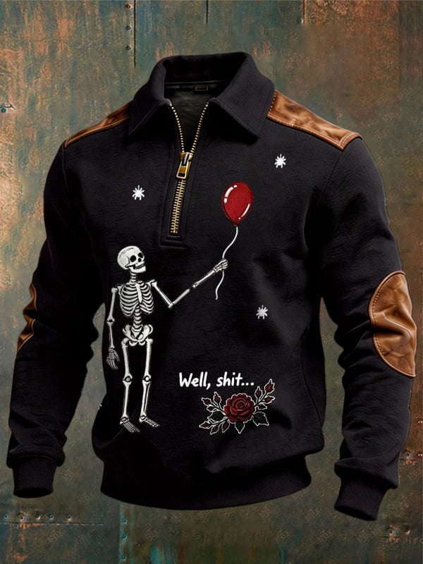 Men's Retro Halloween Well, shit... Printing Sweatshirtc