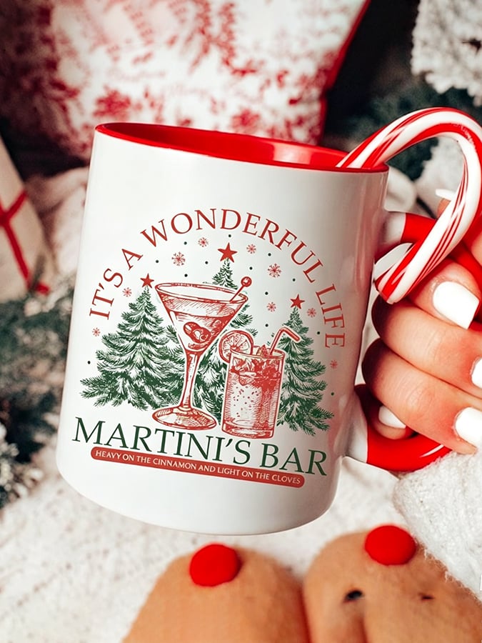 Retro It's A Wonderful Life Christmas Print Mug