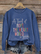 Retro Christmas A Thrill Of Hope The Weary World Rejoices Print Sweatshirt