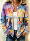 Women's Casual Halloween Printed Knit Cardigan