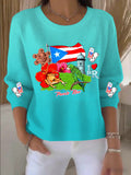 Women's Singer Crew Neck Print Sweater