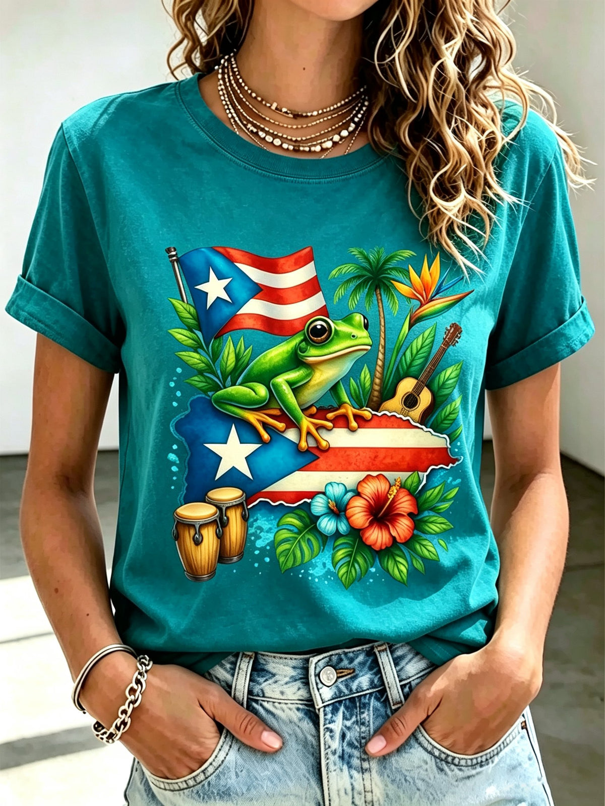 Women's Puerto Rican Art Print Top