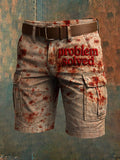 Men's Casual Retro Bloodstained Overalls Pants