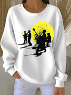 Women's Music Print Round Neck Sweatshirt