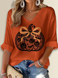 Halloween Pumpkin Printed Long Sleeve Top