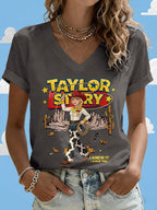 V-Neck Retro I Knew It Print T-Shirt