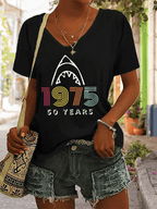 Women's Shark 50th Anniversary Printed Short-Sleeved T-Shirt