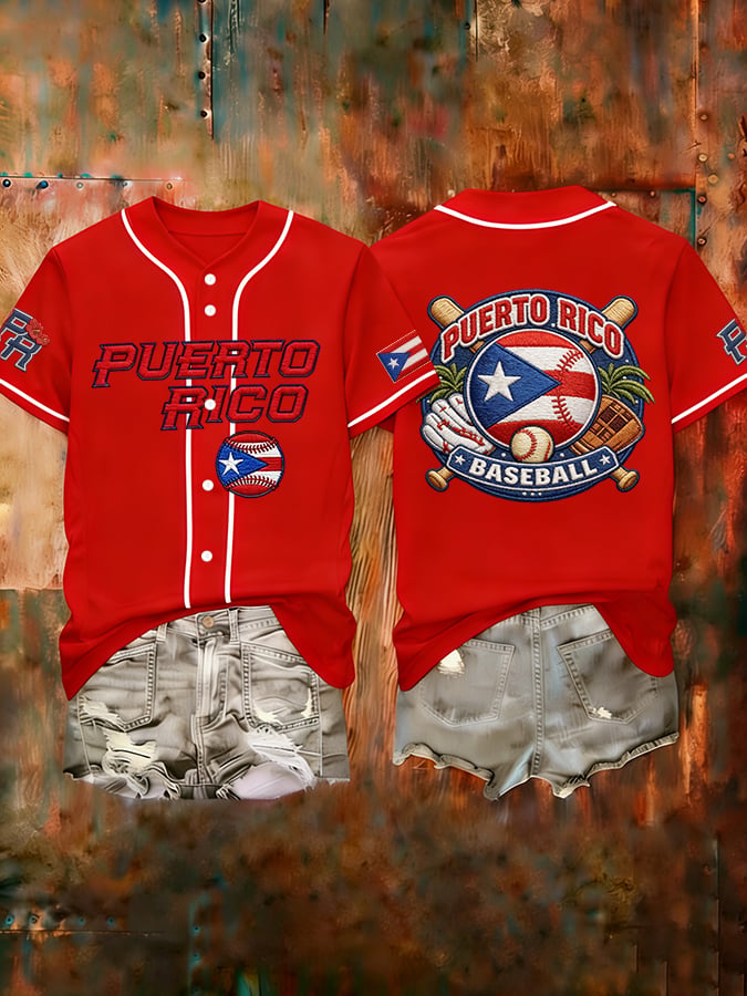 Women's  Baseball  Print Shirt