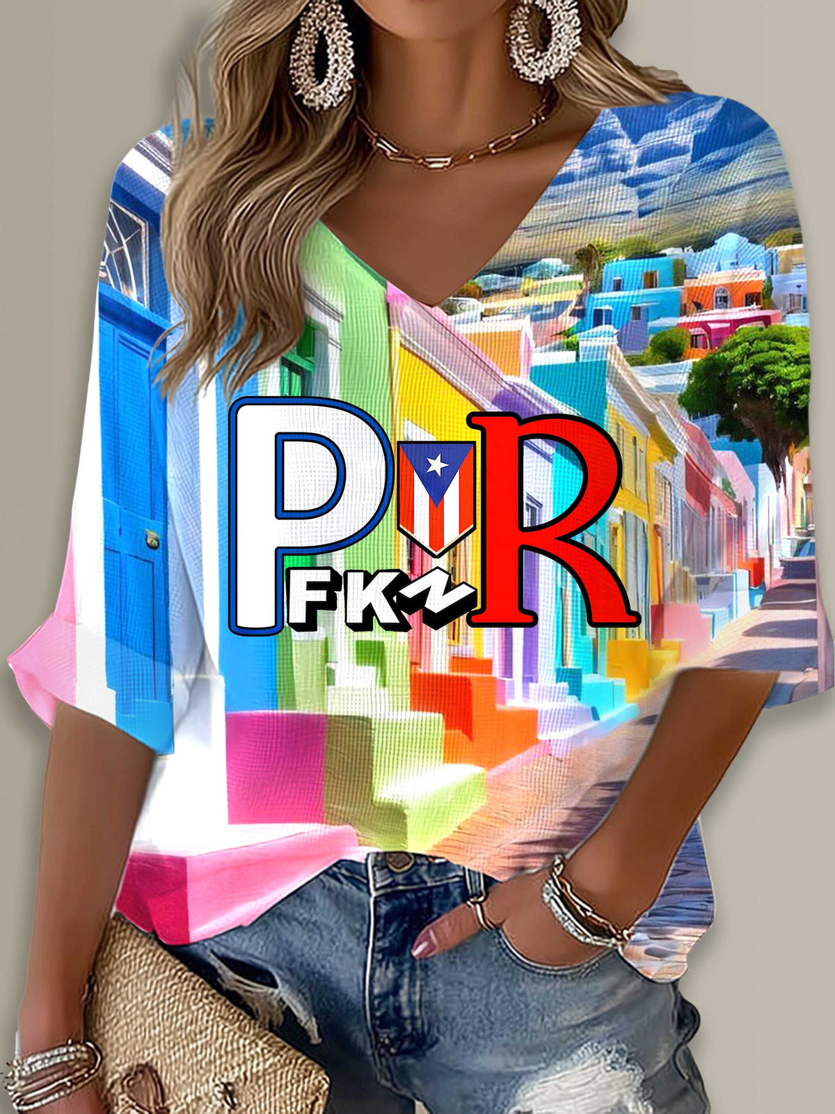 Pfknr Puerto Rico Singer Printed Long Sleeve Top