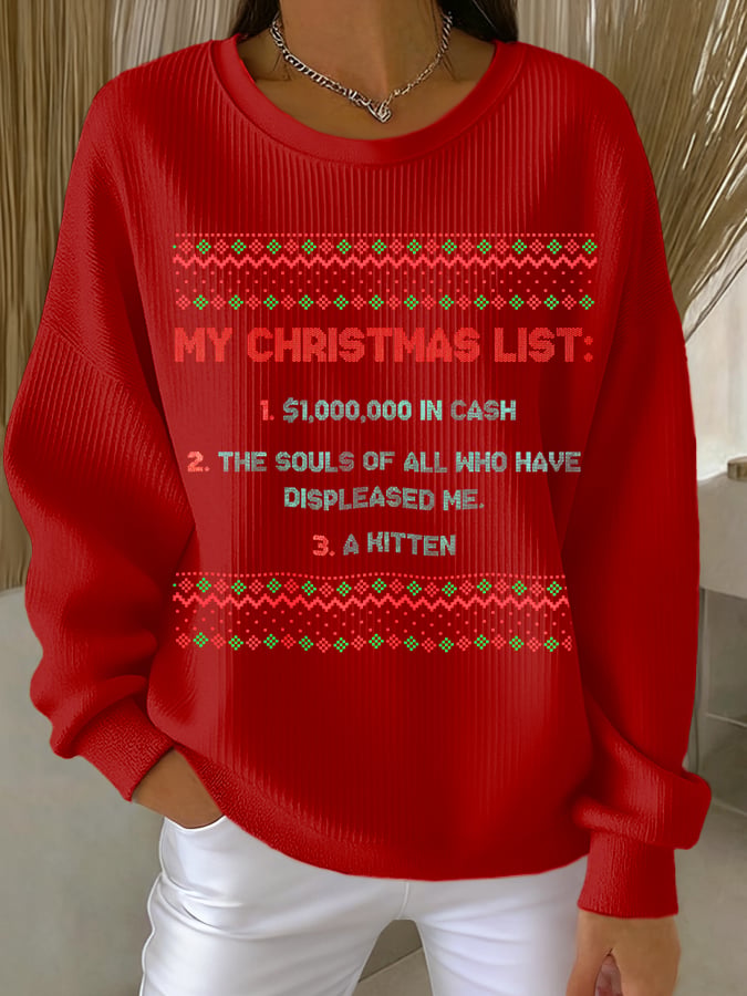Women's MY CHRISTMAS LIST Print Sweatshirt