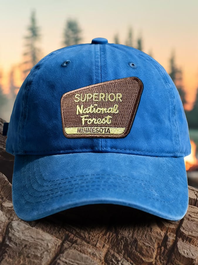 Retro Superior National Forest Minnesota Print Baseball Cap