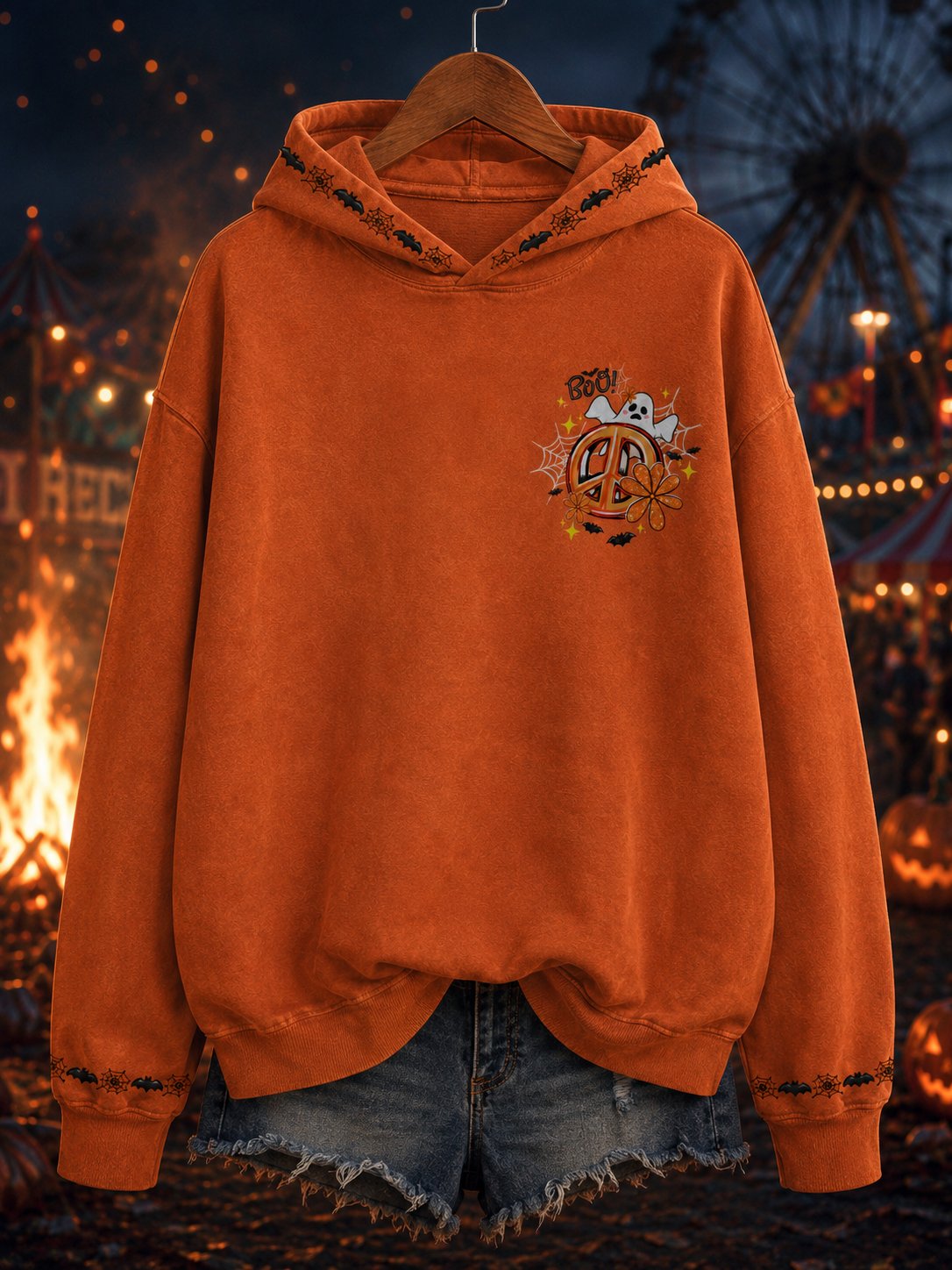 Women'S Hey Boo Halloween Print Sweatshirt