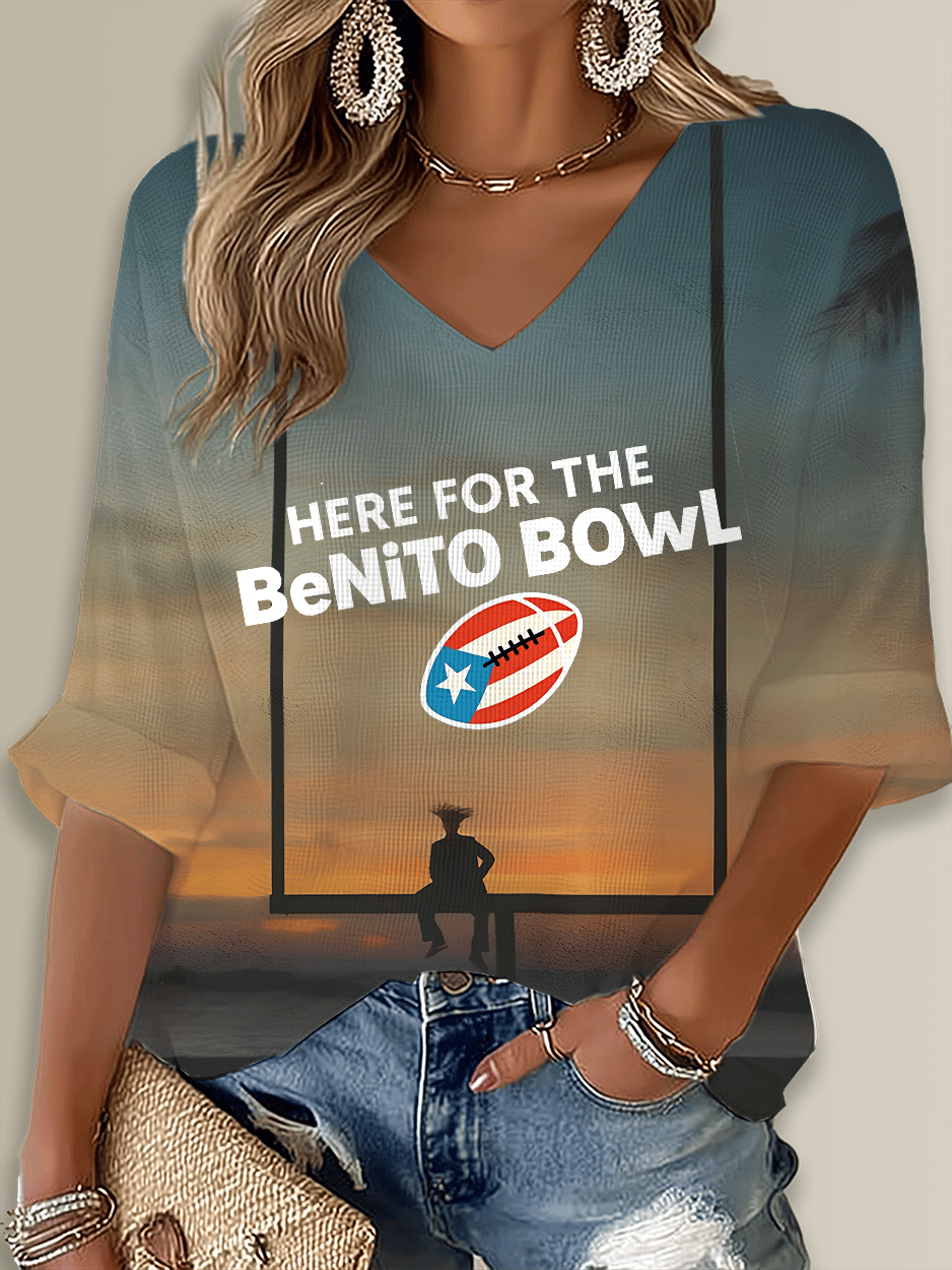 Puerto Rico Singer Benito Bowl Printed Long Sleeve Top