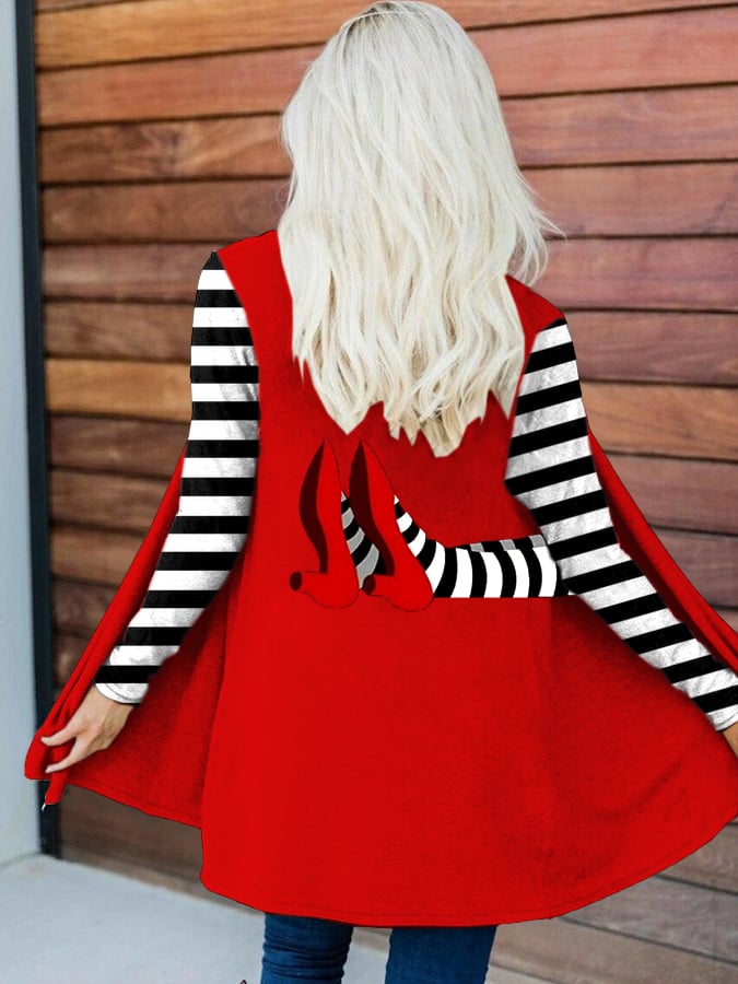 Women's Halloween Striped Patchwork Long Sleeve Cardigan